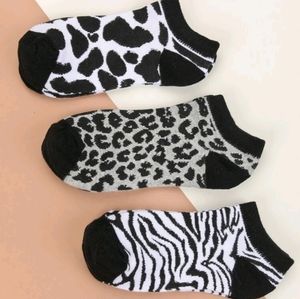 3pk Animal Print Socks